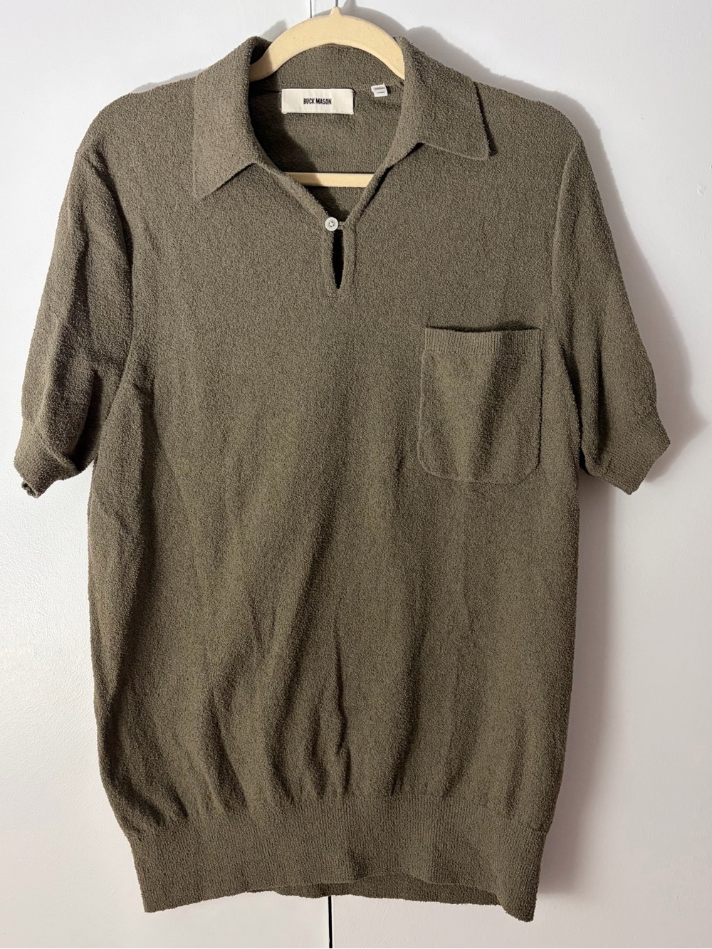 Buck Mason Soft Cactus Loop Terry Polo Shirt